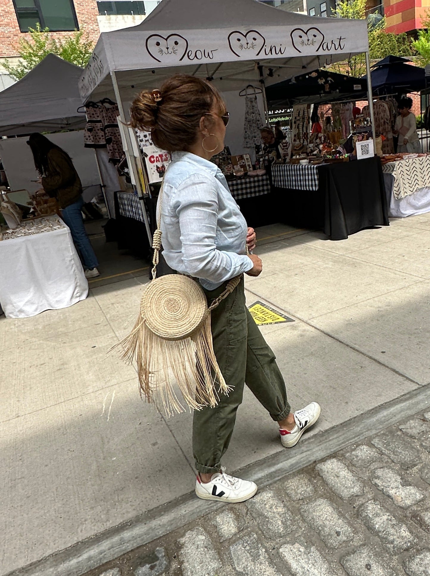 Perfect summer straw bag with fringe.