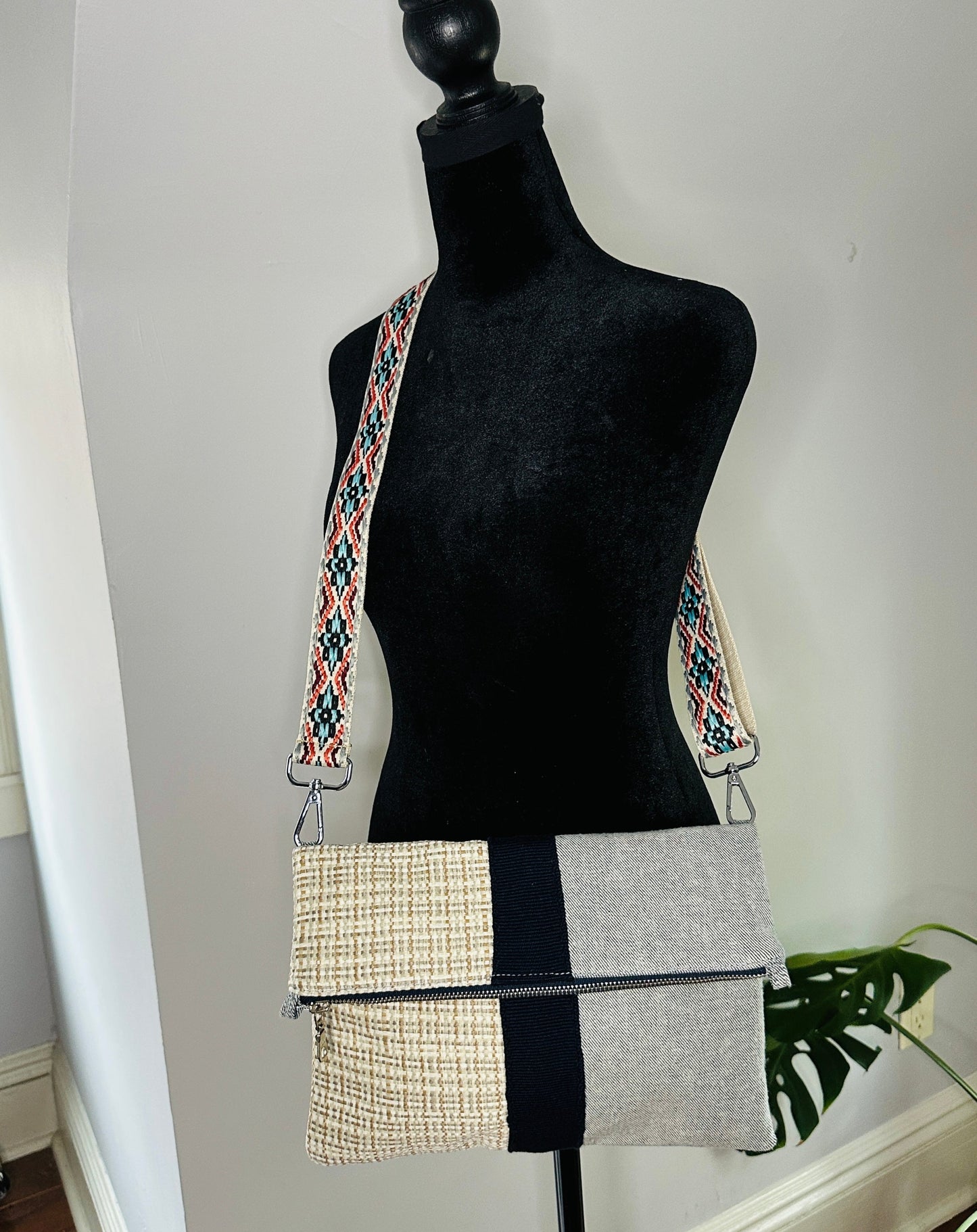 Foldover Crossbody Bag- Versatile Crossbody bag can be worn 3 ways