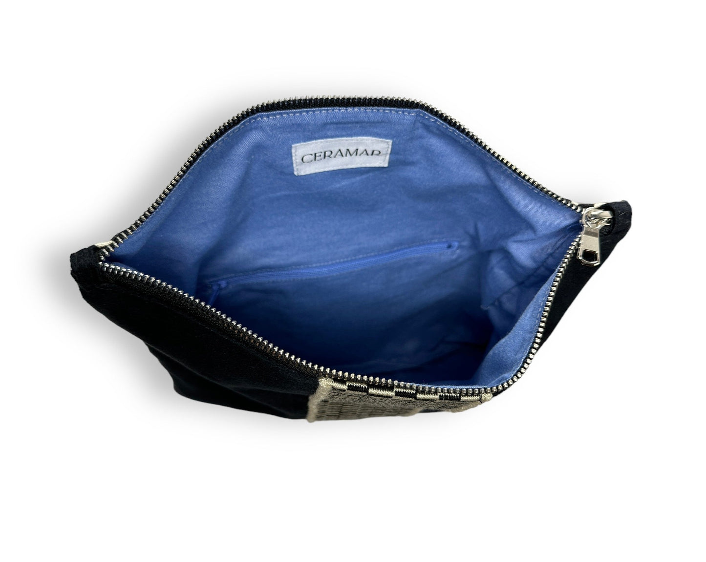 Inside foldover clutch