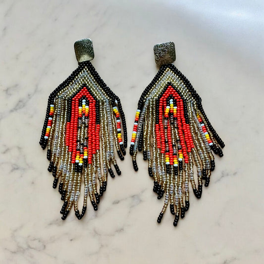 Long handmade multi color statement earrings that are ready to party!