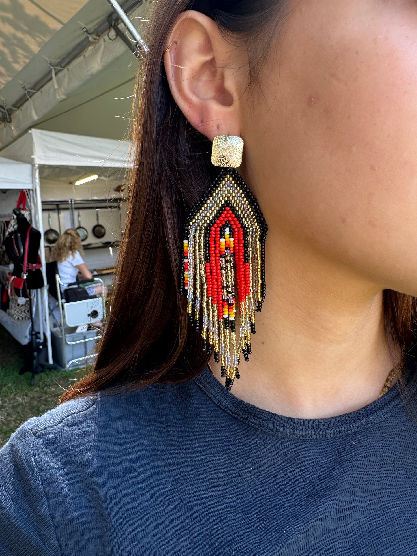 Long handmade multi color statement earrings that are ready to party!