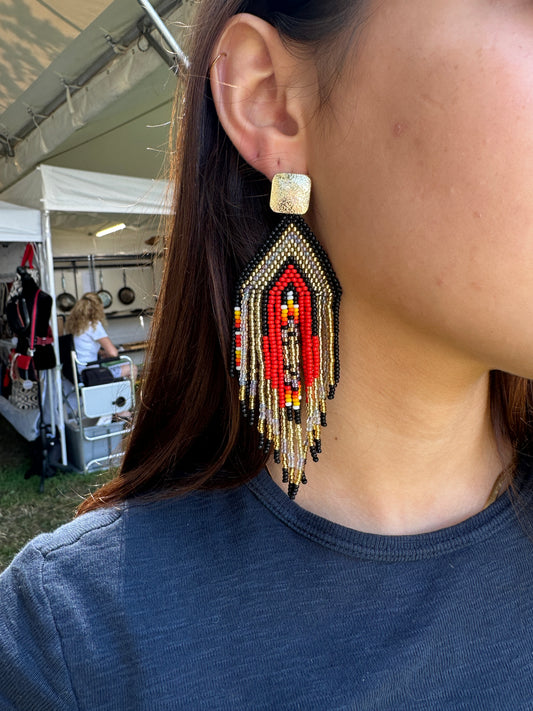 Long handmade multi color statement earrings that are ready to party!
