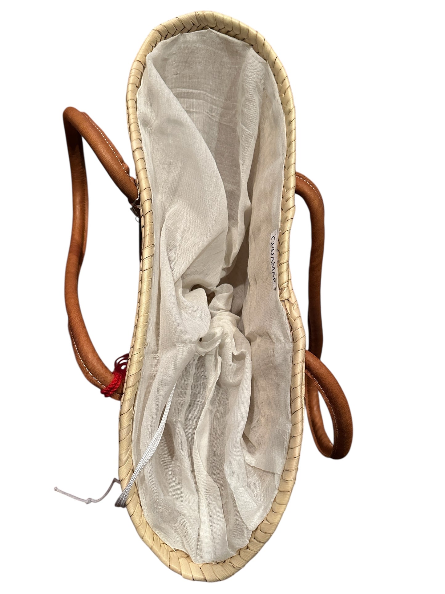 Straw Basket Tote with Love Hand Embroidery