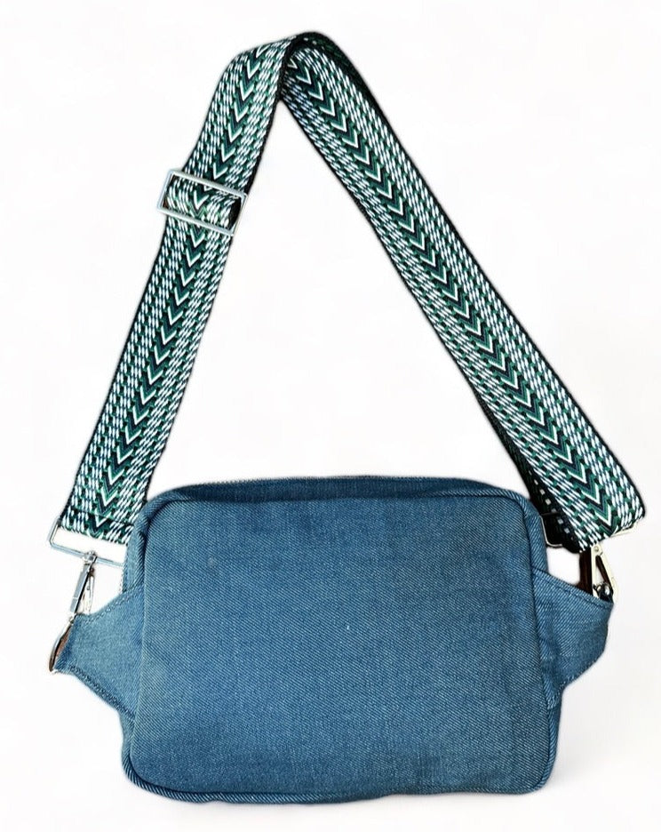 Unisex denim sling crossbody travel bag, the essential bag for your adventures.