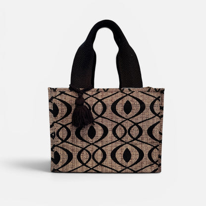 Brown and black pattern bag with black handles