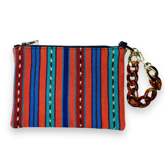 Stripe Cosmetic Wristlet Bag