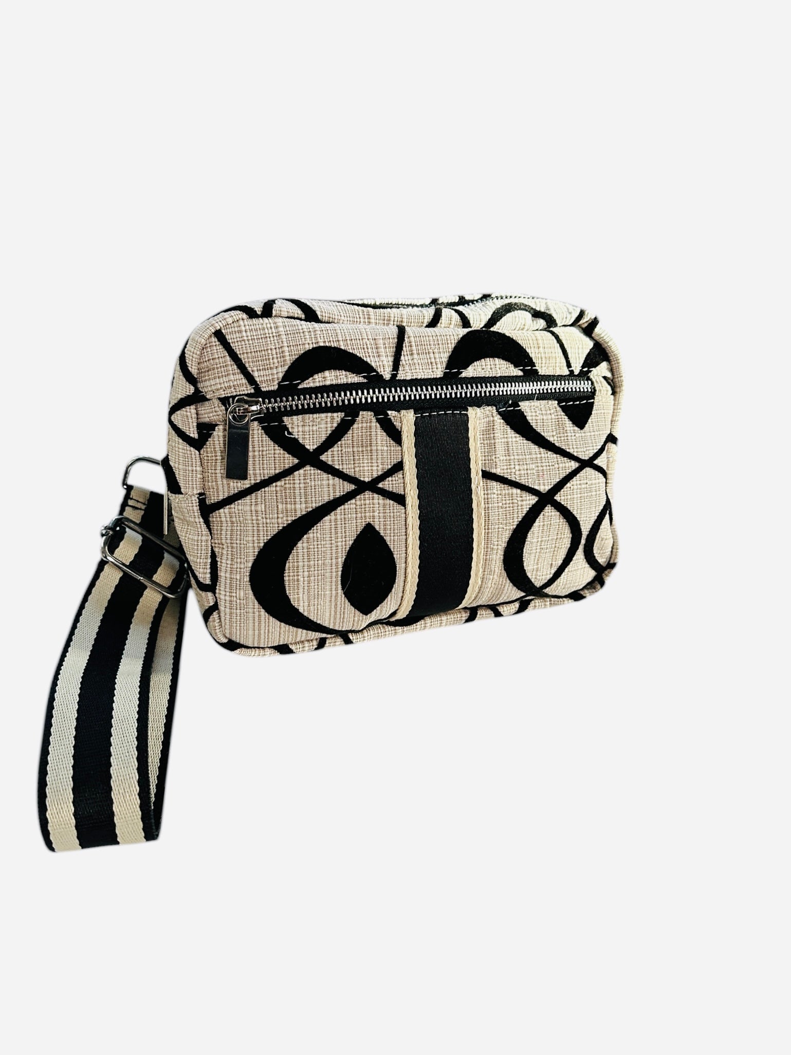 Cream swirl crossbody sling bag.