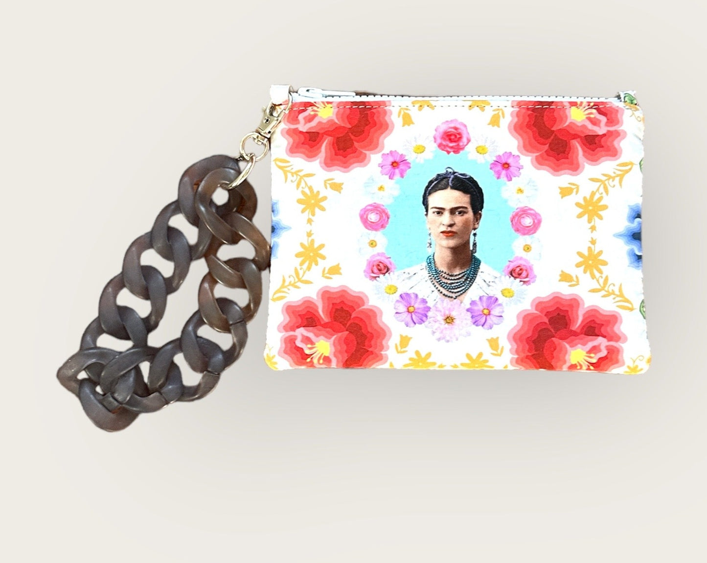 Frida Kahlo pouch with wristlet. 