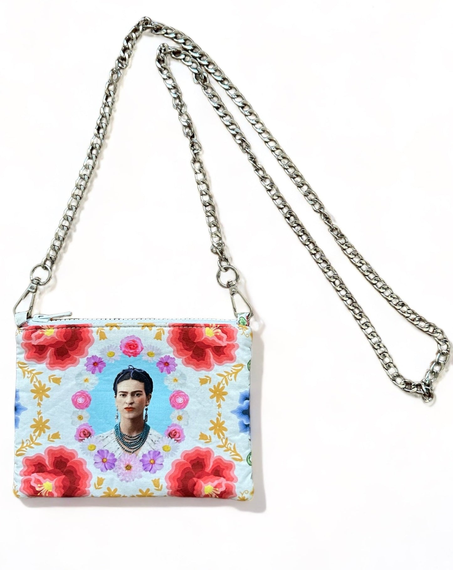 Frida Kahlo pouch with wristlet and chain