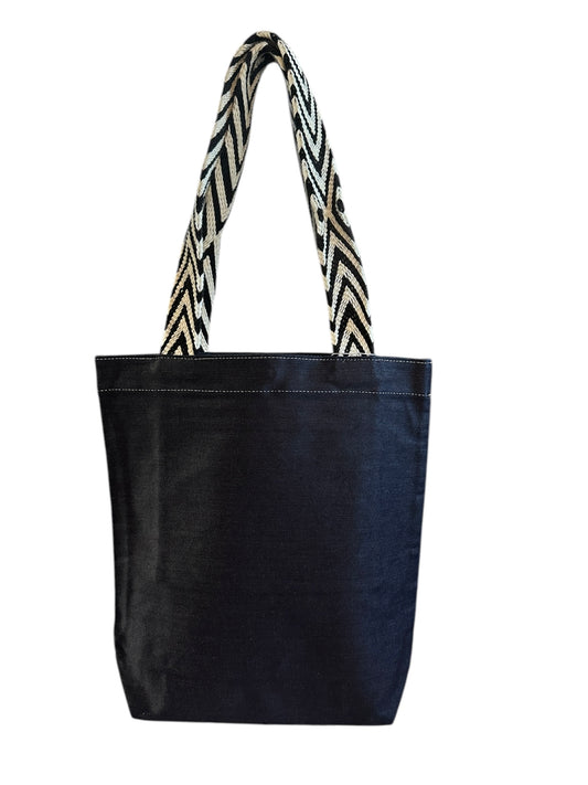 Dark Denim Wayuu Straps Market Tote