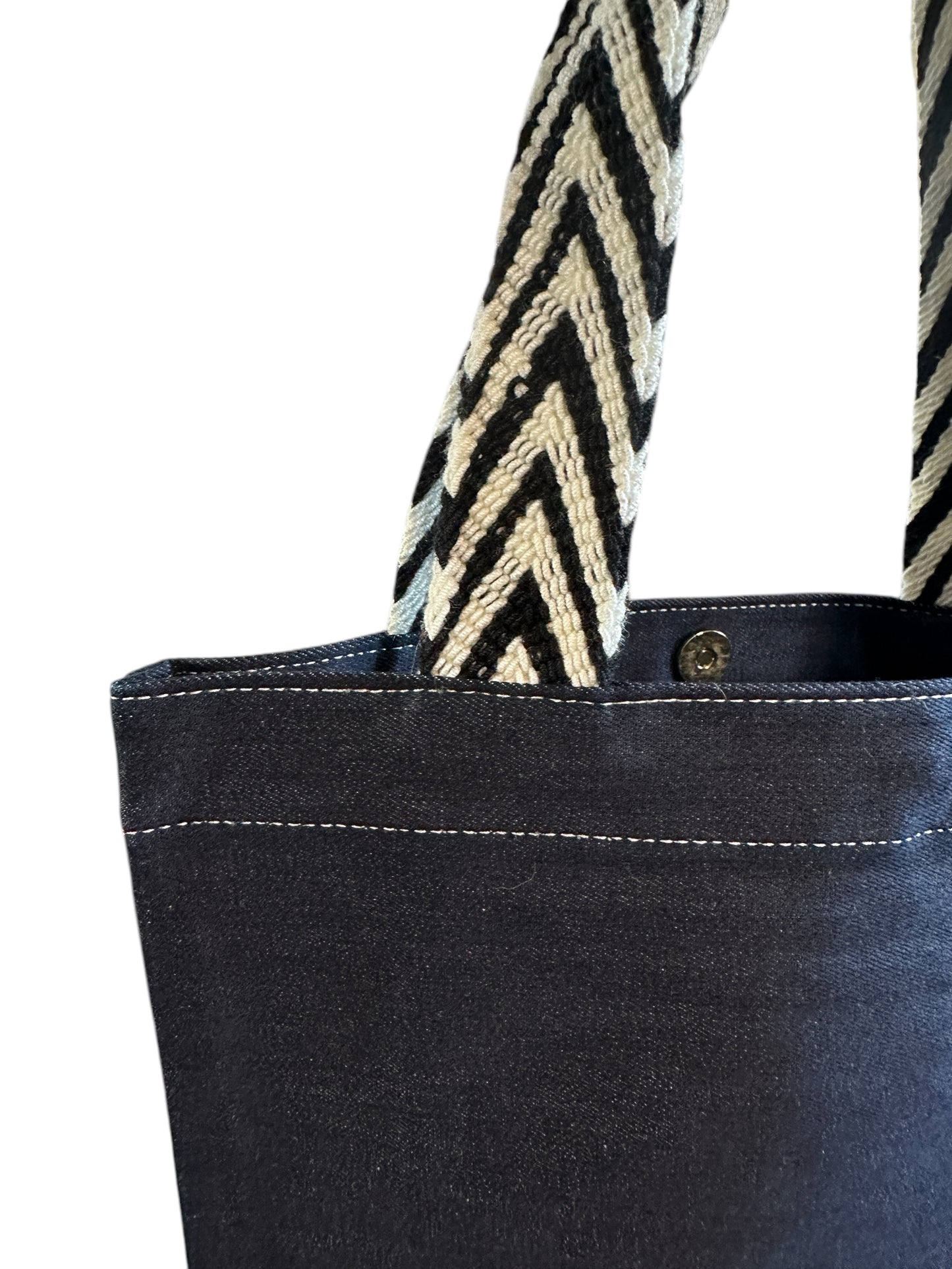 Dark Denim Wayuu Straps Market Tote