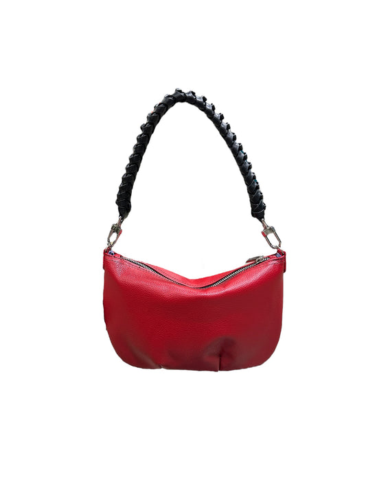 Red Leather Mini Hobo Shoulder Bag