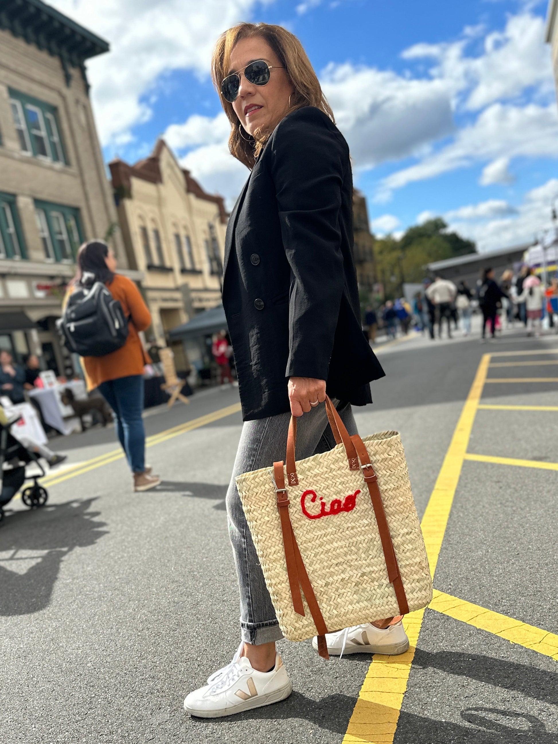 One of a kind straw tote, perfect for a summer day!