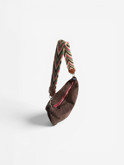 Chocolate Suede Hobo Shoulder Bag