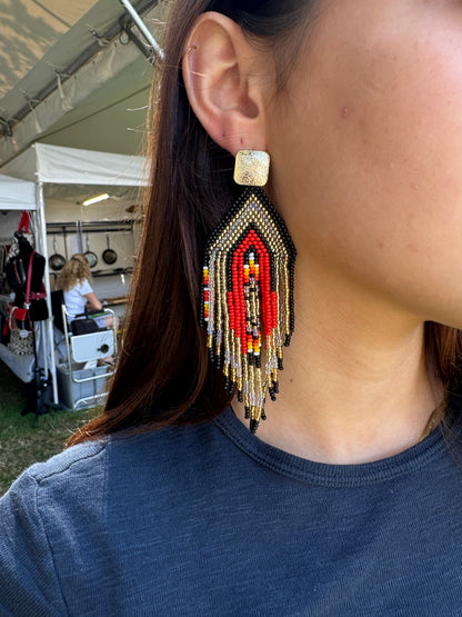 Long handmade multi color statement earrings that are ready to party!