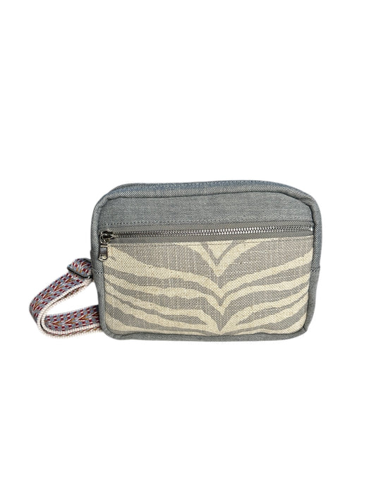 Unisex zebra and denim sling crossbody travel bag, the essential bag for your adventure.