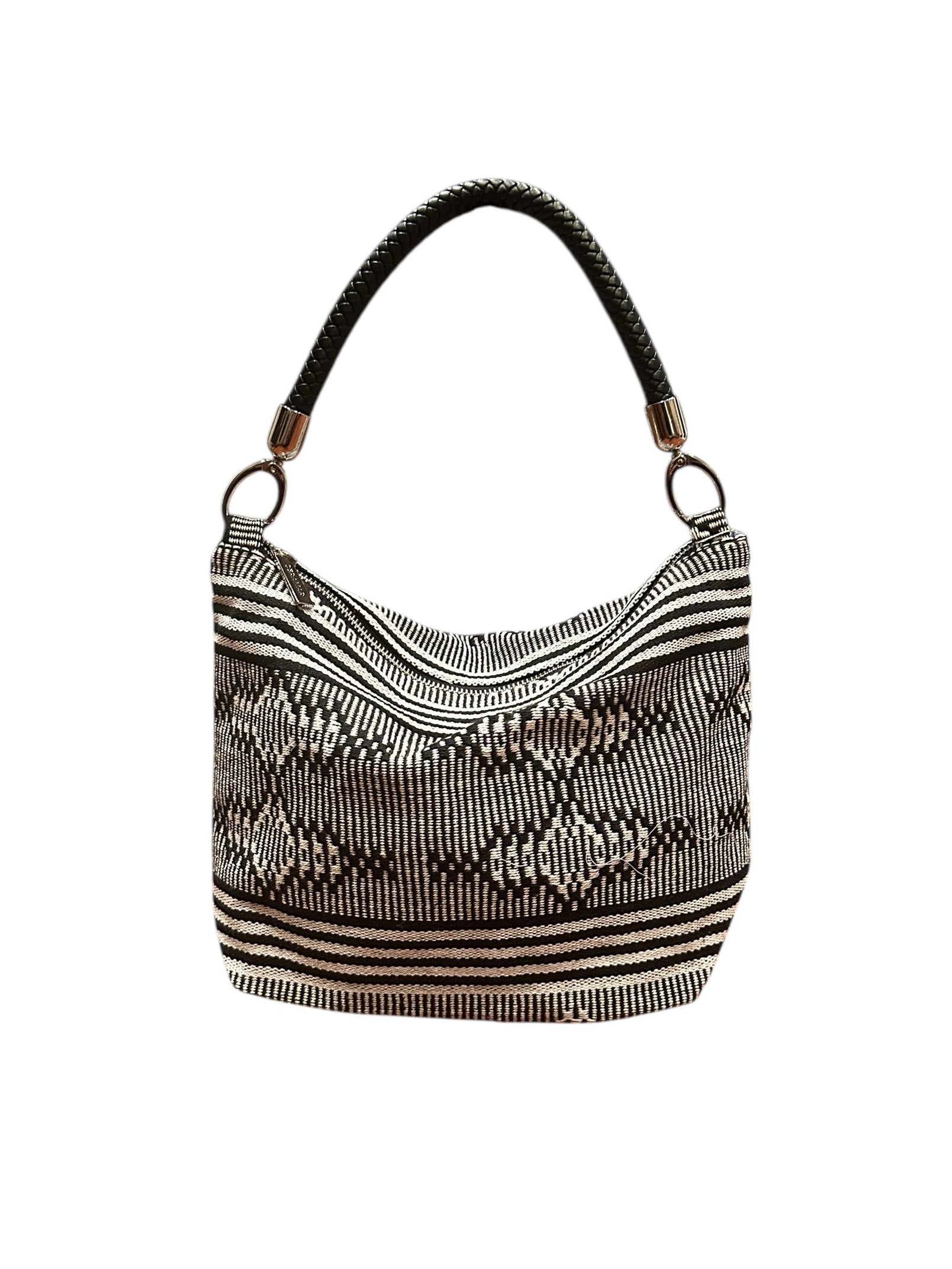 Textured handbag with a pattern on a white background