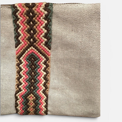 Textile with a colorful zigzag pattern on a plain background
